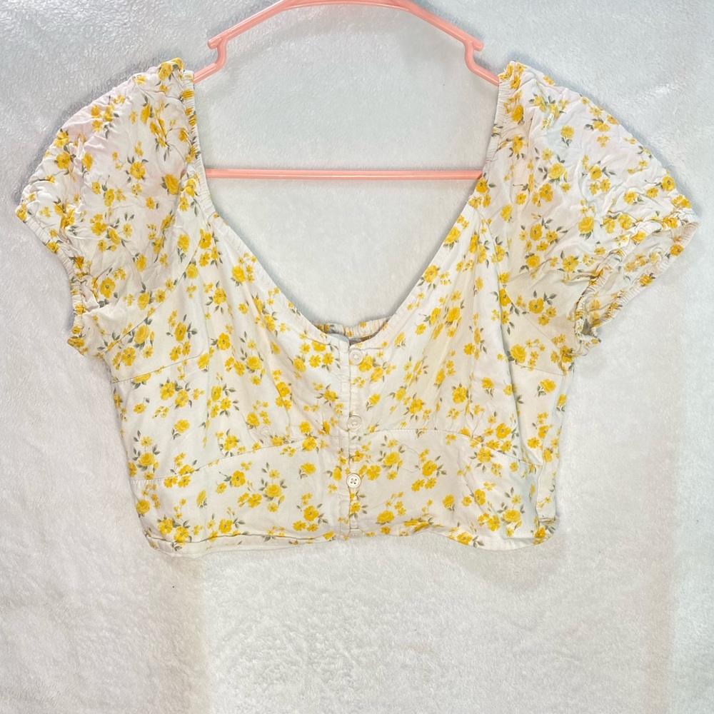Hollister milkmaid floral crop top